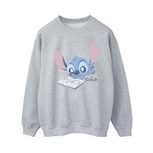 Lilo & Stitch Womens/Ladies Reading Lying Down Sweatshirt / Sport Grey